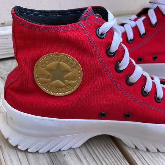 LIKE NEW- CONVERSE ALL STAR Hi-Top RED Lugged Sneakers Size M8.5/W10.5 - Picture 2 of 13